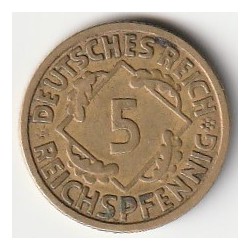 DEUTSCHLAND - KM 39 - 5 REICHSPFENNIG 1925 F - STUTTGART - Weimarer Republik