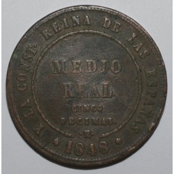 SPAIN - KM 591 - 1/2 REAL 1848 - 5 DECIMAS - Isabella II