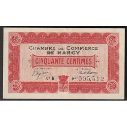 COUNTY 54 - NANCY - CHAMBER OF COMMERCE - 50 CENTIMES - 09/09/1915