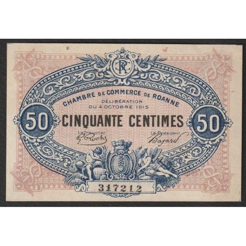 42 - ROANNE - CHAMBRE DE COMMERCE - 50 CENTIMES - 04/10/1915