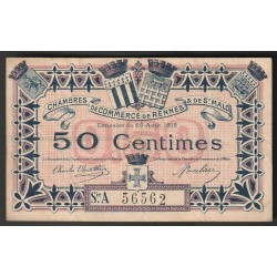 COUNTY 35 - RENNES AND ST-MALO - CHAMBER OF COMMERCE - 50 CENTIMES - 25/08/1915