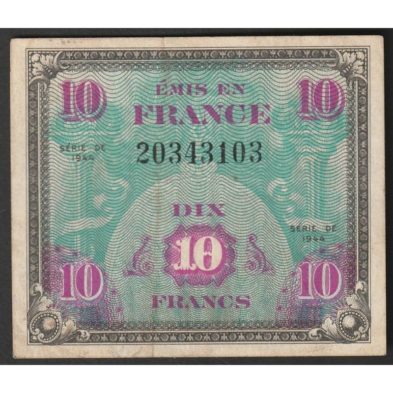 FAY VF 18/01 - 10 FRANCS 1944 - JUIN - TYPE DRAPEAU - PICK 116