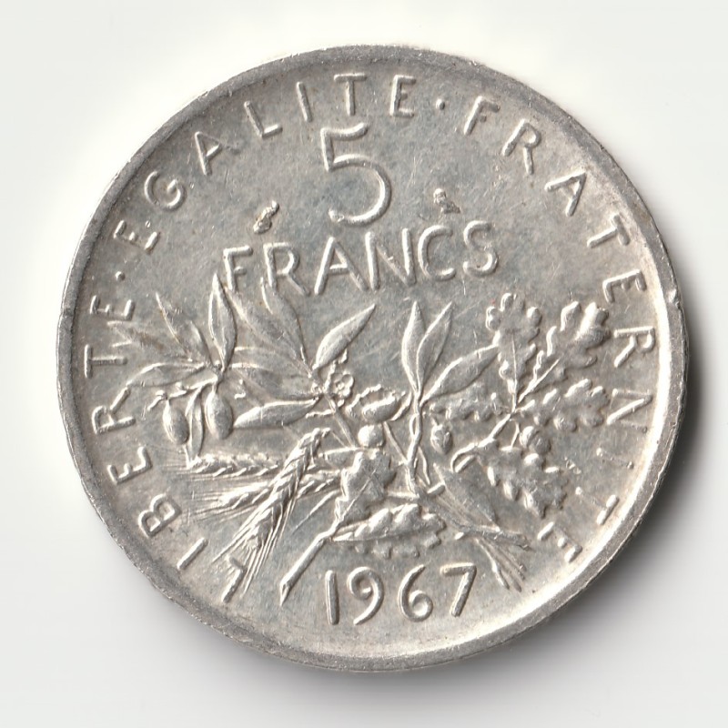 FRANCE - KM 926 - 5 FRANCS 1967 - TYPE SOWER - 0/95446