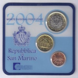 SAN MARINO - Set of 3 euro coins 2004 - 1 cent, 10 cent and 1 euro