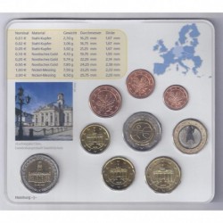 ALLEMAGNE - Coffret 9 pièces euro 2009 J - Hambourg - 2 euro Saarland et EMU