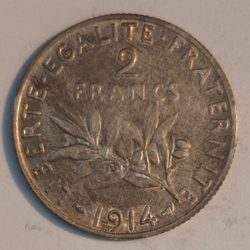 FRANCE - KM 845 - 2 FRANCS 1914 - TYPE SOWER FRANCE - KM 845 - 2 FRANCS 1914 - TYPE SOWER