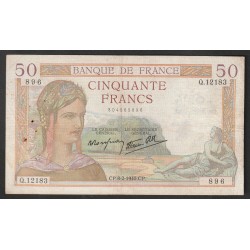 FRANCE - PICK  85 - 50 FRANCS CERES - TYPE 1933 - 08/02/1940