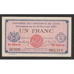 69 - LYON - CHAMBRE DE COMMERCE - 1 FRANC - 19/02/1920 AU 31/12/1923