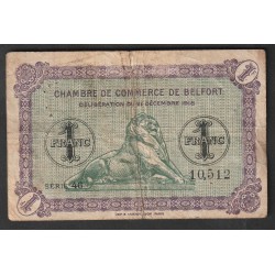 90 - BELFORT - CHAMBRE DE COMMERCE - 1 FRANC - 21/12/1918