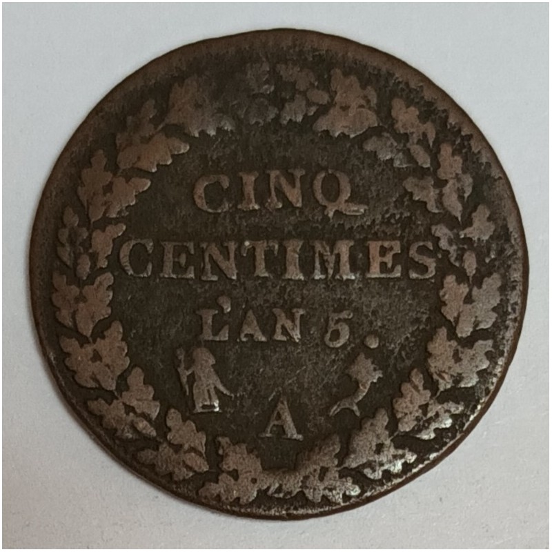 GADOURY 126 - 5 CENTIMES 1796 - AN 5 A - Paris - TYPE DUPRÉ - KM 640