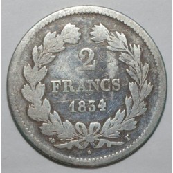 GADOURY 520 - 2 FRANCS 1834 T Nantes TYPE LOUIS PHILIPPE 1er - B - KM 743