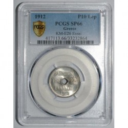 GRECE - KM E26 - 10 LEPTA 1912 - ESSAI - PCGS SP 66