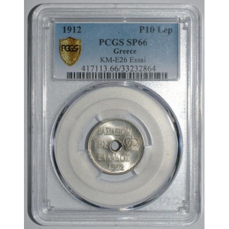 GREECE - KM E26 - 10 LEPTA 1912 - ESSAI - PCGS SP 66