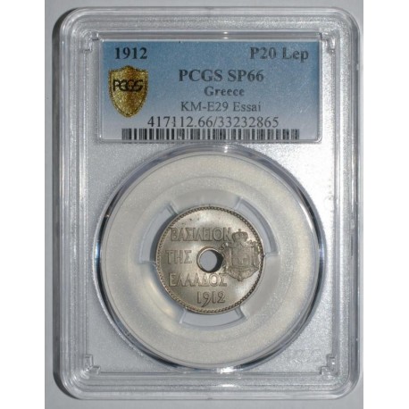 GREECE - KM E29 - 20 LEPTA 1912 - ESSAI - PCGS SP 66