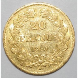 GADOURY 1031 - 20 FRANCS OR 1840 A PARIS - TYPE LOUIS PHILIPPE - TTB - KM 750.1