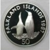 FALKLAND ISLANDS - KM 25a - 50 PENCE 1987 - World Wildlife Fund - King Penguins