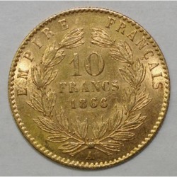 FRANKREICH - KM 800 - 10 FRANCS 1866 A - Paris - TYPE NAPOLÉON III - GOLD